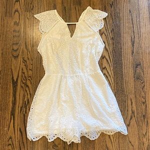 White eyelet backless romper